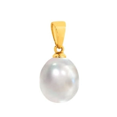 9ct Yellow Gold White Freshwater Pearl Pendant