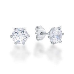 Sterling Silver 6 Claw Cubic Zirconia Stud Earrings