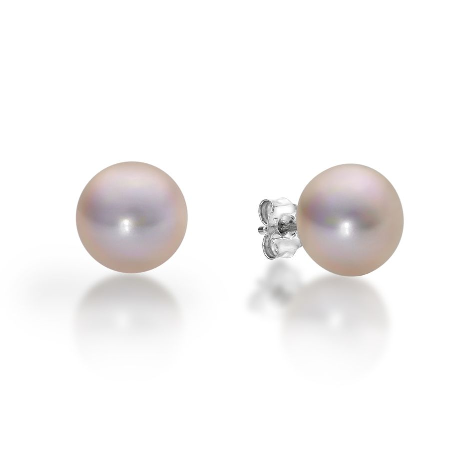 Sterling Silver Natural Freshwater Button Pearl Stud Earrings