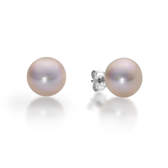 Sterling Silver Natural Freshwater Button Pearl Stud Earrings