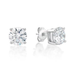 Sterling Silver Round White Cubic Zirconia Stud Earrings