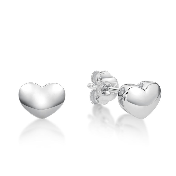 Sterling Silver Half Dome Heart Stud Earrings