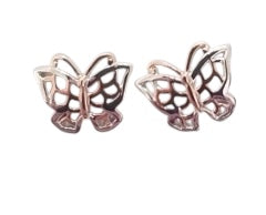 Sterling Silver Rose Gold Plated Butterfly Stud Earrings