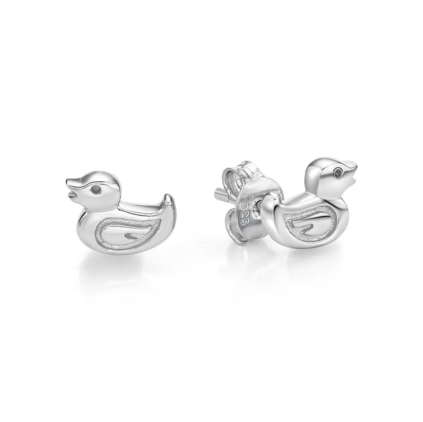 Sterling Silver Polished Duck Stud Earrings