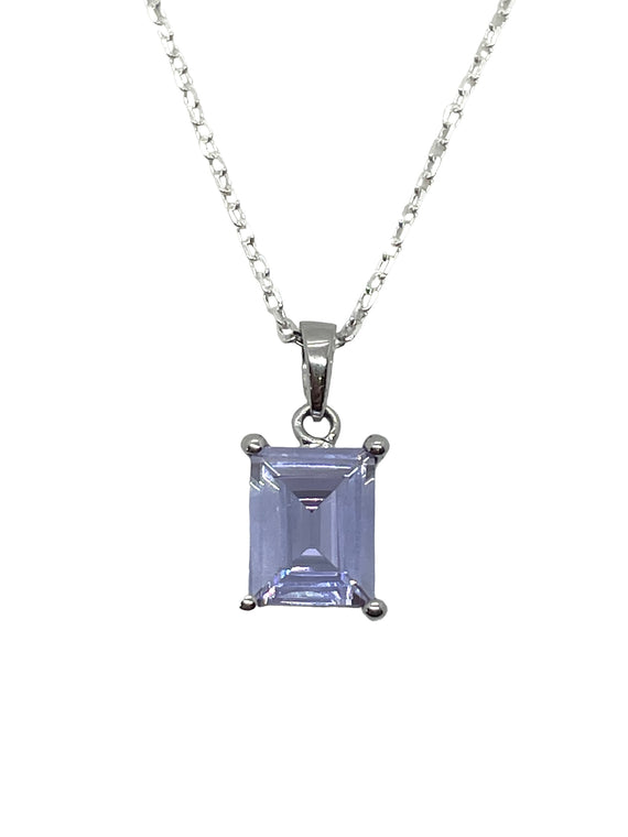 Sterling Silver Lavender CZ Pendant on a Sterling Silver Chain