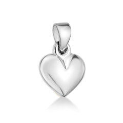 9ct White Gold Puffy Heart Pendant