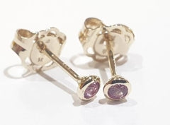 9ct Yellow Gold Pink Sapphire Bezel Set Stud Earrings