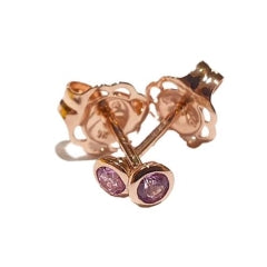 9ct Rose Gold Pink Sapphire Bezel Stud Earrings