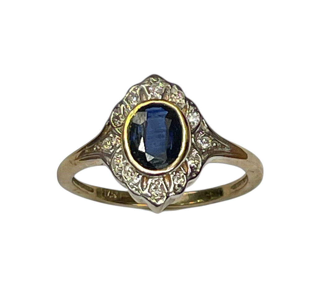 9ct Yellow Gold Sapphire & Diamond Ring