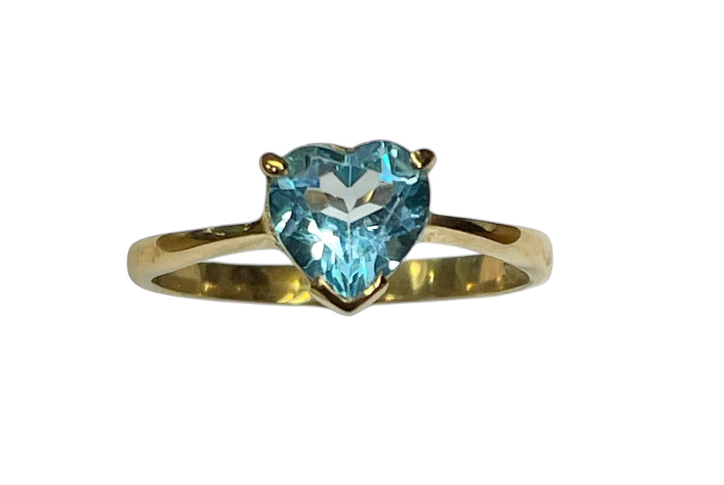 9ct Yellow Gold Heart Shaped Blue Topaz Ring