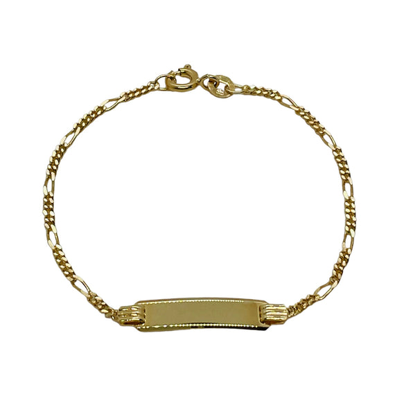 9ct Yellow Gold Baby ID Figaro 5 Bracelet