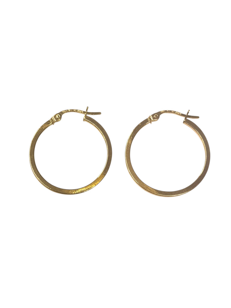 9ct Yellow Gold Hollow Square Profile Hoop Earrings