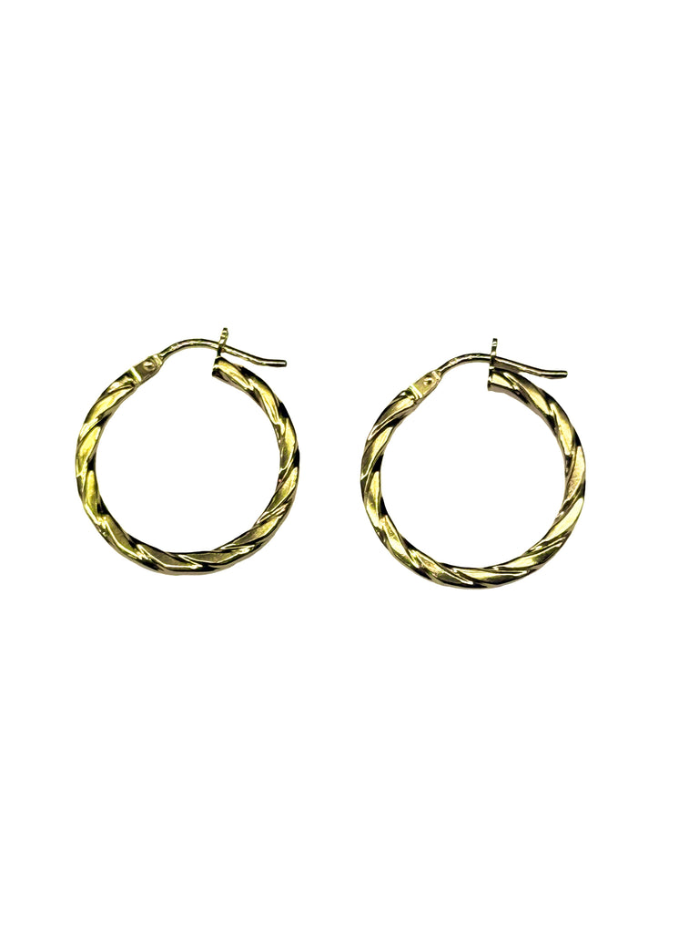 9ct Italian Yellow Gold Twist Hoop Earrings