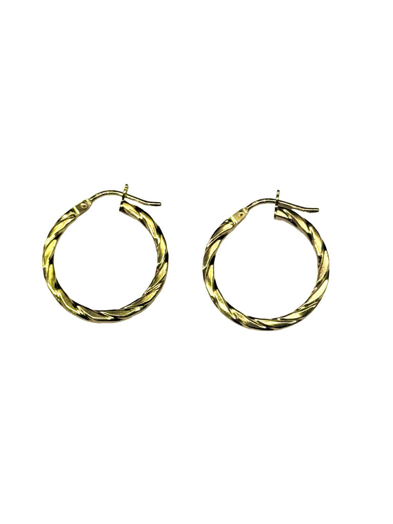 9ct Italian Yellow Gold Twist Hoop Earrings