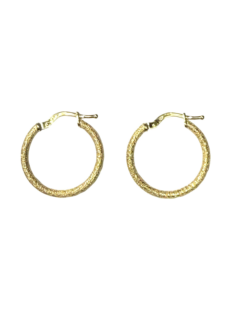 9ct yellow Gold Hollow Textured Hoop Earrings