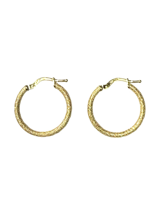 9ct yellow Gold Hollow Textured Hoop Earrings
