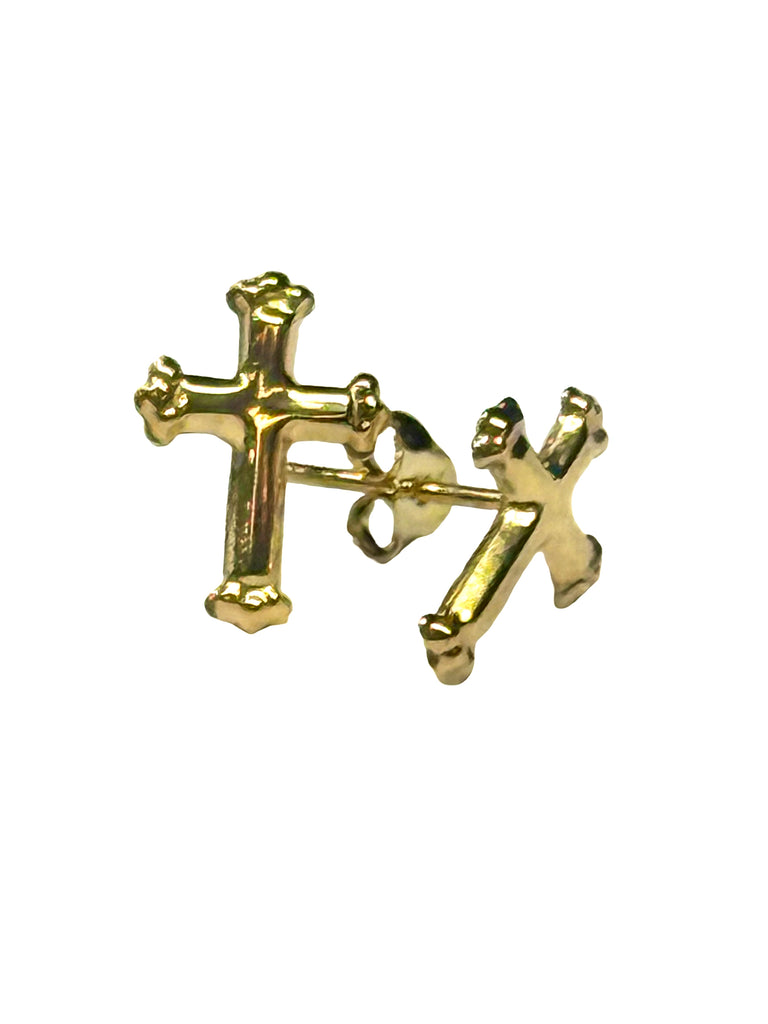 9ct Yellow Gold Cross Stud Earrings