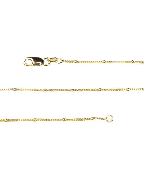 9ct Italian Yellow Gold Curb Link Beaded Chain