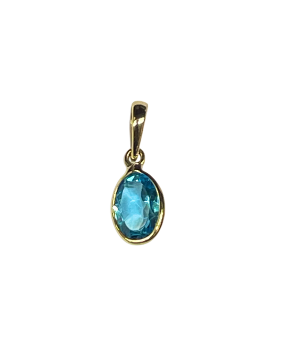 9ct Yellow Gold Oval Bezel Set Blue Topaz
