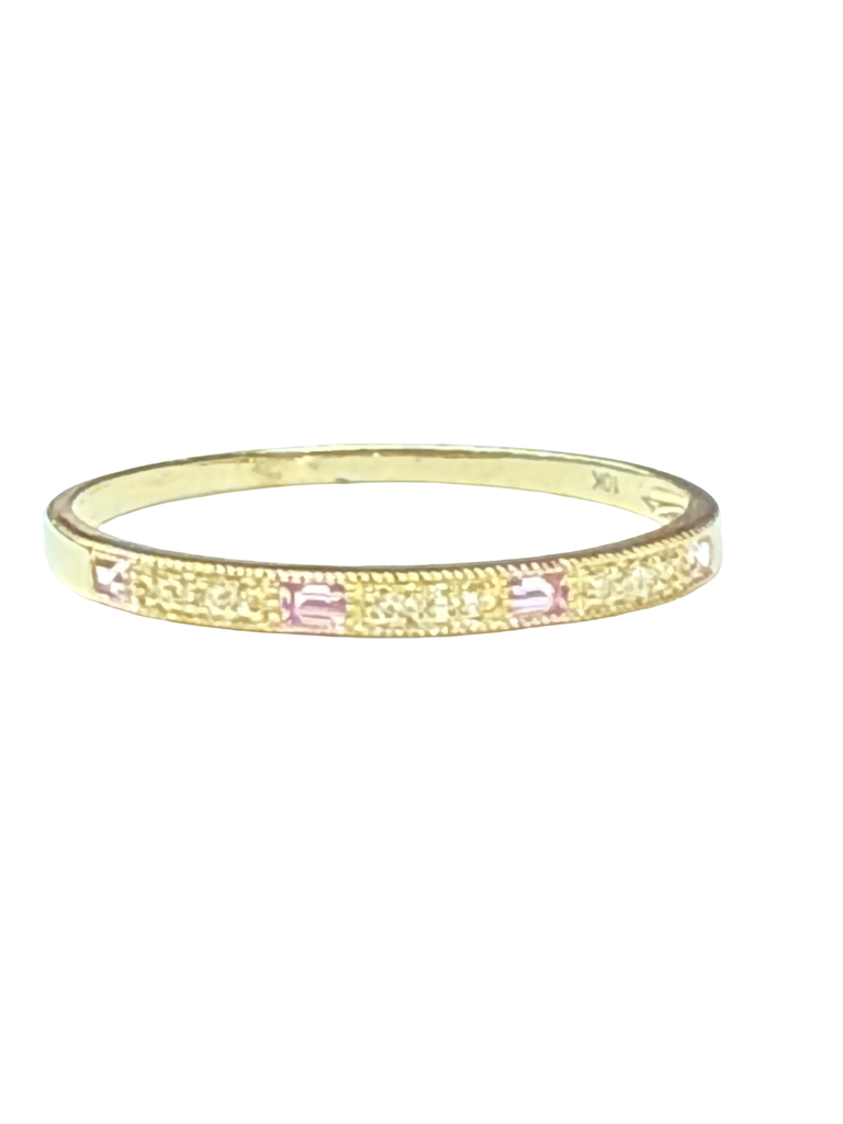 9ct Yellow Gold Pink Sapphire & Diamond Ring