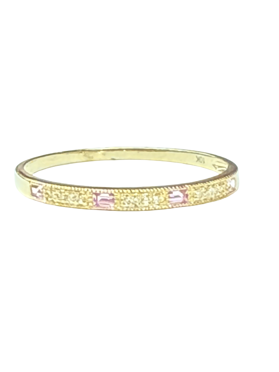 9ct Yellow Gold Pink Sapphire & Diamond Ring