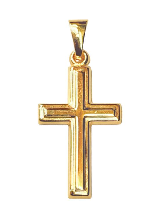 9ct Yellow Gold Square Polished Raised Cross