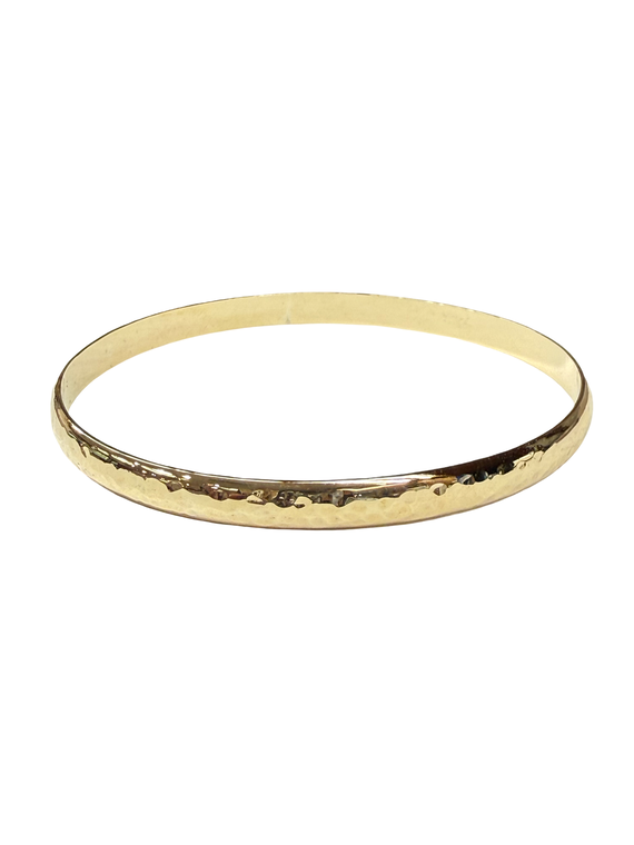9ct Yellow Gold Hand Crafted Beaten Solid Bangle
