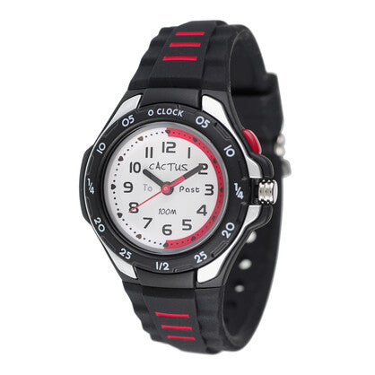Cactus 'Mentor' Kids Black & Red Time Teacher Watch