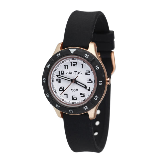 Cactus 'Urban' Kids Black & Rose Gold Watch