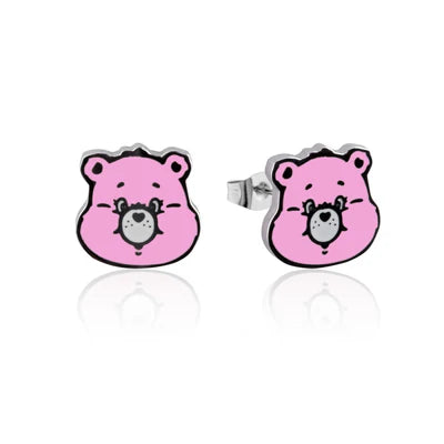 Disney Couture Kingdom Stainless Steel & Enamel Care Bears Pink 'Cheer Bear' Stud Earrings