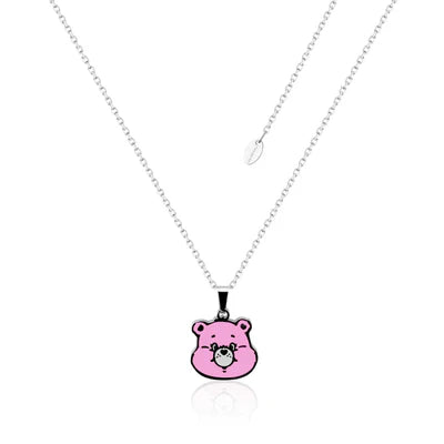 Disney Couture Kingdom Stainless Steel & Enamel Care Bears Pink 'Cheer Bear' Necklace
