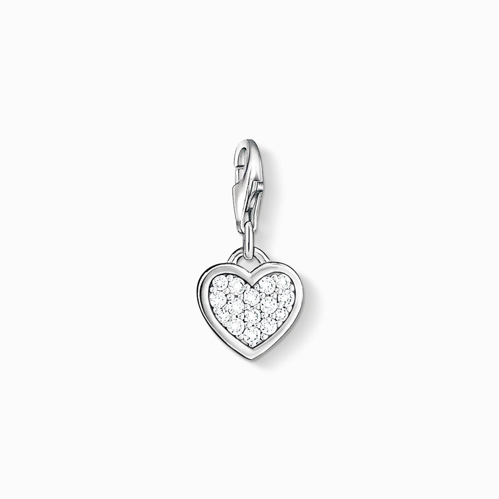 Charm Club Sterling Silver Pave Cubic Zirconia Heart Charm