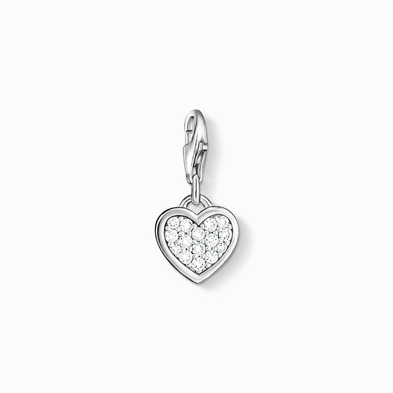 Charm Club Sterling Silver Pave Cubic Zirconia Heart Charm