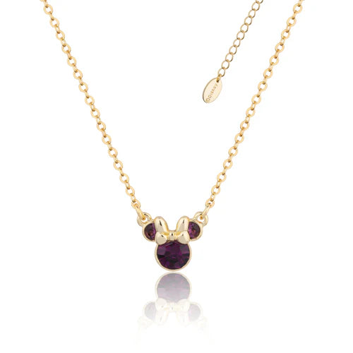 Disney Couture Kingdom Yellow Gold Plated Minnie Birthstone Necklace - February