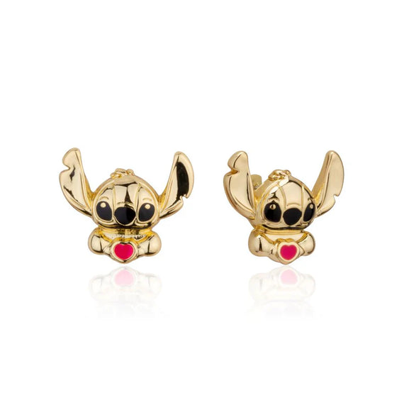 Disney Couture Kingdom 14ct Yellow Gold Plated Lilo & Stitch 'Stitch Love' Stud Earrings