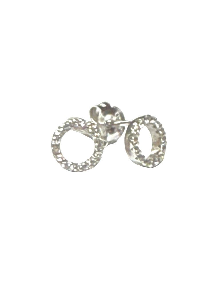 Sterling Silver Circle Stud Earrings with Cubic Zirconia