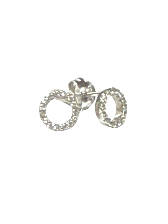 Sterling Silver Circle Stud Earrings with Cubic Zirconia