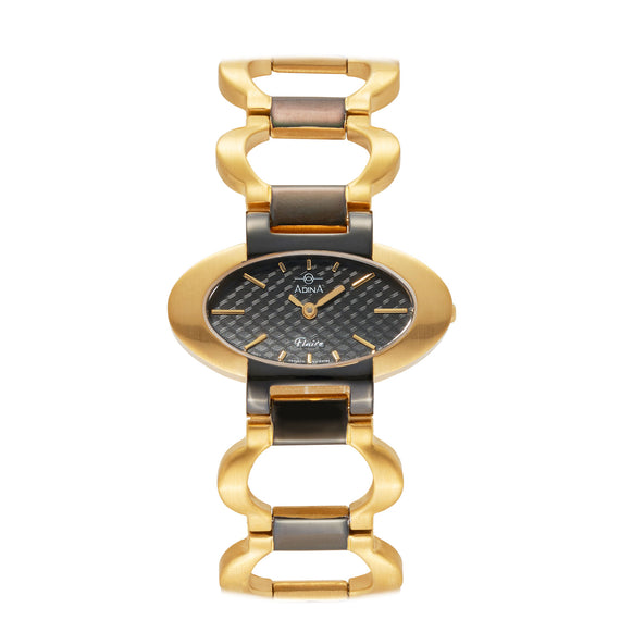 Adina Ladies Flaire Watch Two Tone Black/GP Black Dial