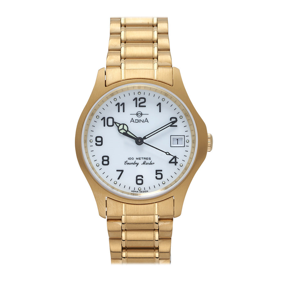 Adina Country Master Gents Watch White Dial GP Case and Bracelet Strap