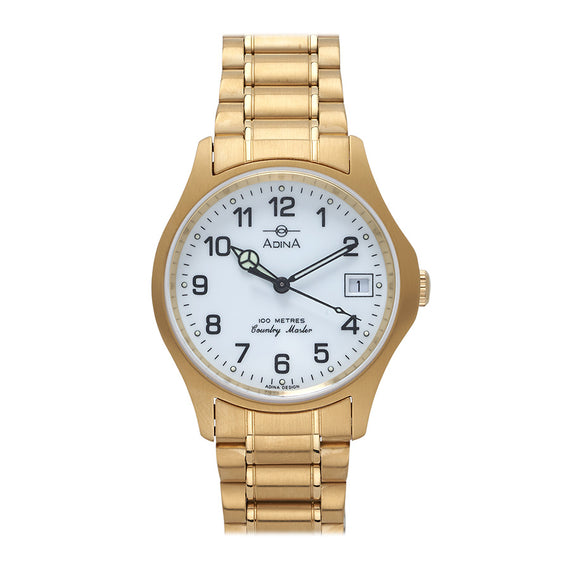 Adina Country Master Gents Watch White Dial GP Case and Bracelet Strap