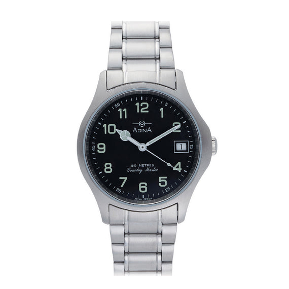 Adina Gents Country Master Stainless Steel Watch Black Dial