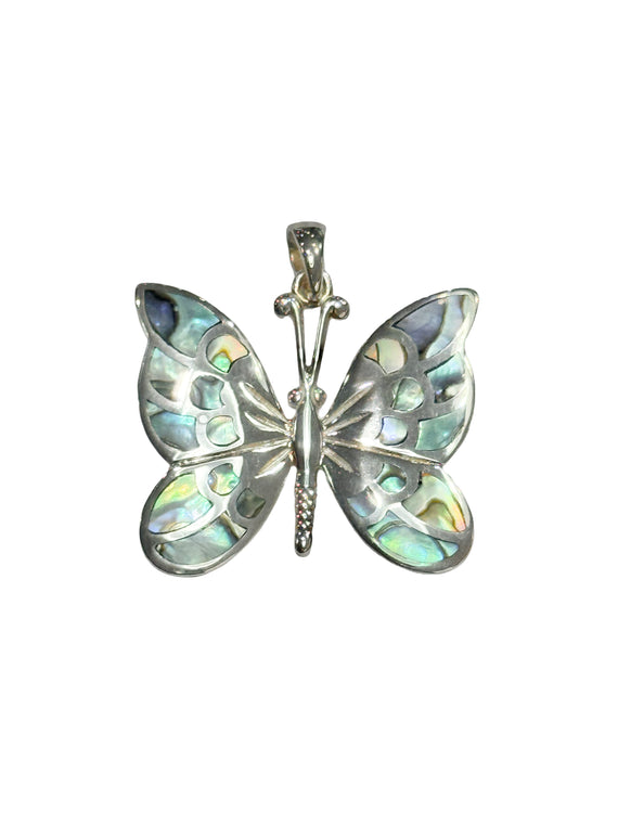 Sterling Silver Paua Shell Butterfly Pendant