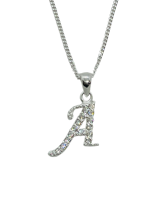 Sterling Silver and CZ Initial 'A' Pendant