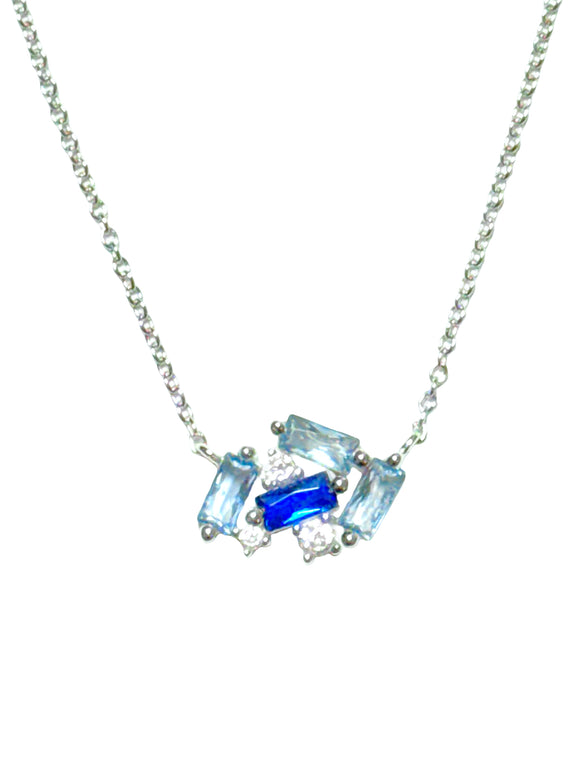 Sterling Silver Blue Cubic Zirconia Necklace