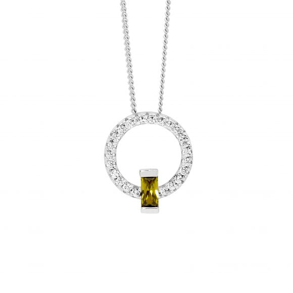 Sterling Silver Cubic Zirconia Open Circle Pendant