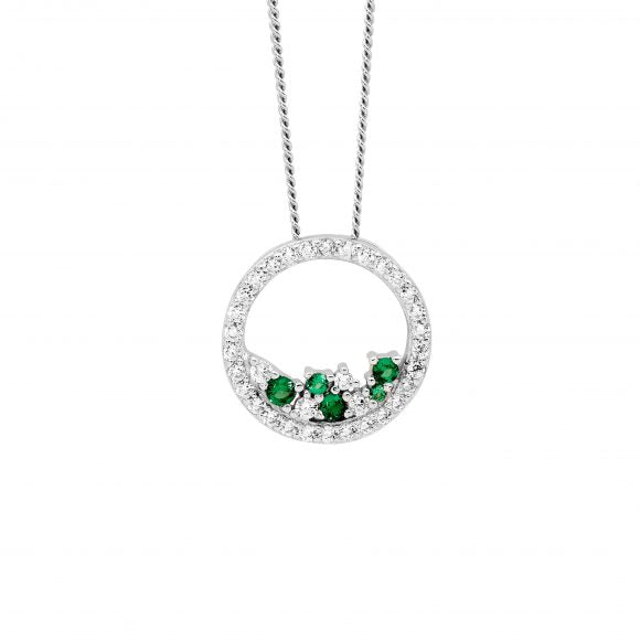 Sterling Silver Open Circle Necklace with Cubic Zirconia