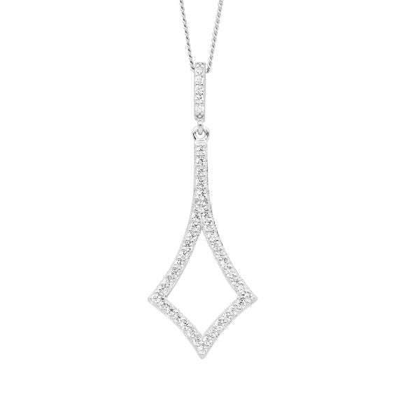 Sterling Silver CZ Diamond Shaped Pendant