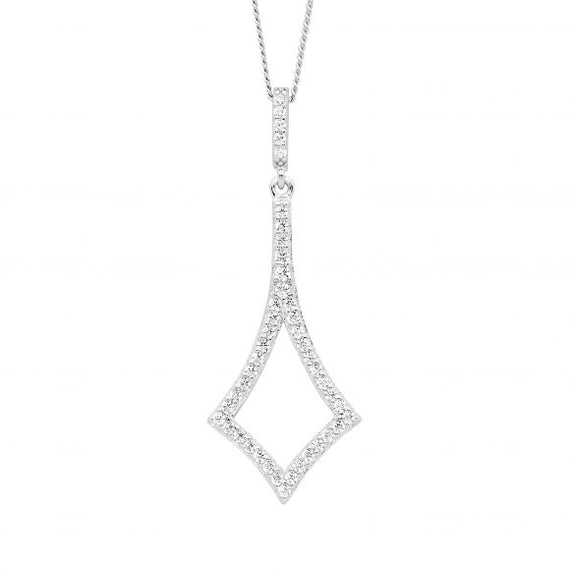 Sterling Silver CZ Diamond Shaped Pendant