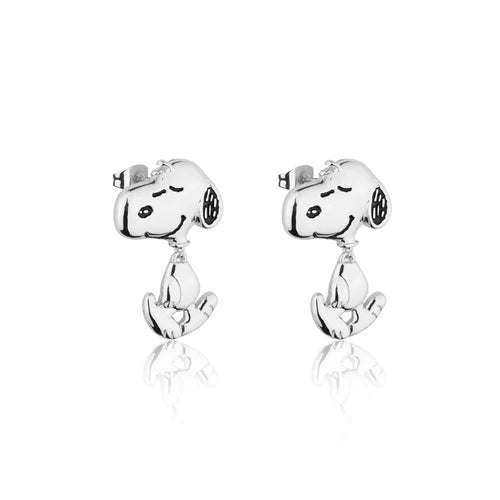 Disney Couture Kingdom White Gold Plated Walking Snoopy Earrings