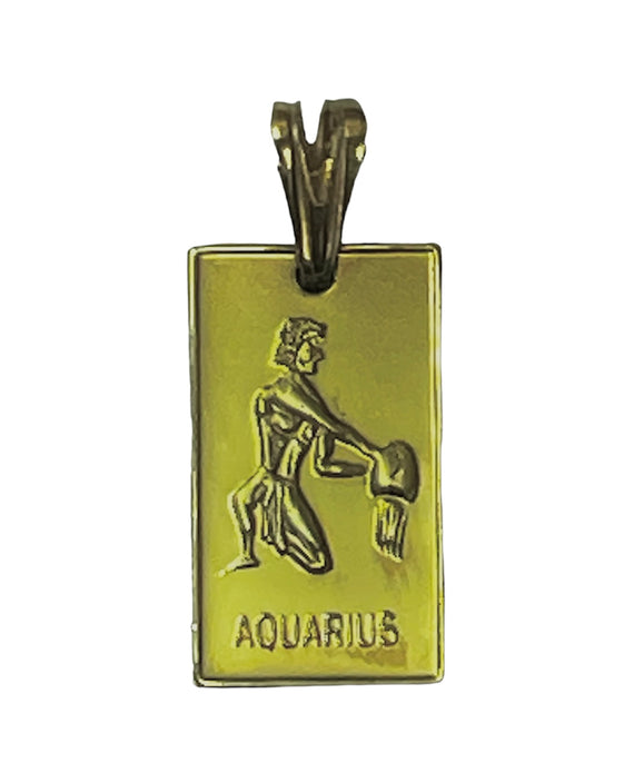 9ct Gold Rectangle Zodiac Pendant